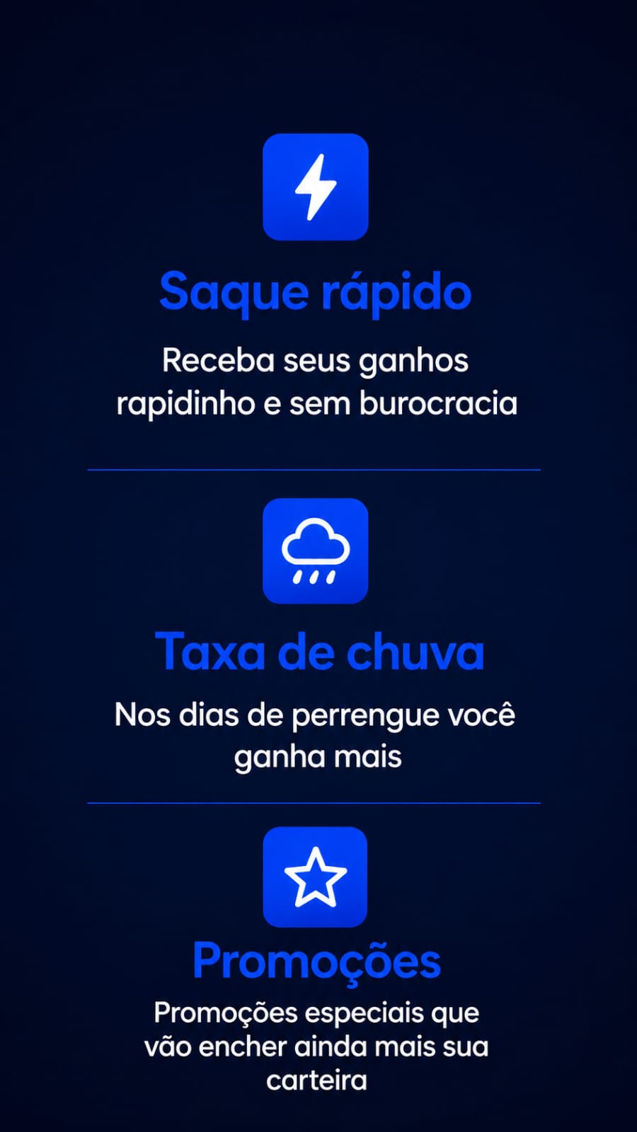 Benefícios do entregador: saque rápido, taxa de chuva e promoções